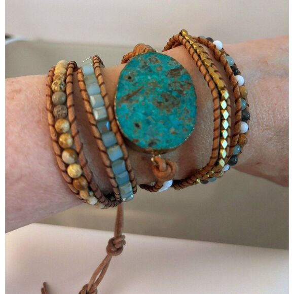 ANANTA STONES Healing Ocean Jasper Beaded Wrap Bracelet Handcrafted - Picture 3 of 5